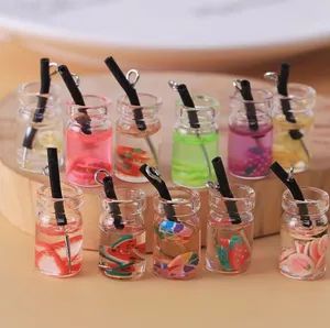 Mini Fruit Jar Charms Resin Miniature Juice Cup Pendants with Straw for Jewelry Making - Guangzhou Dikina Crafts Co., Ltd - China