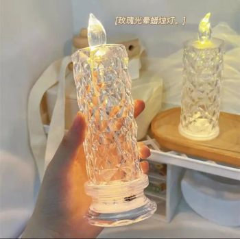 Romantic Rose Pattern Refraction Halo Projection Flameless LED Electronic Candle Night Lights Desktop Ornament for Wedding Gifts - Ningbo General Union Co., Ltd. - China