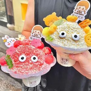 Disposable Pet Flower Shaped Clear Bowl Transparent Plastic Shaved Ice Drip Cups Snow Ice Cream Cone Cups - Henan First Rise Technology Co., Ltd - China