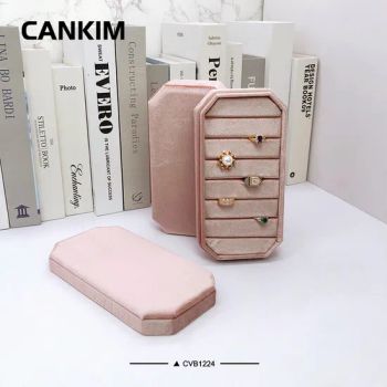 New Design Hot Pink Velvet Jewellery Box Large Ring Storage Box Velvet Tray Jewelry Display Box - Guangzhou Cankim Co., Ltd - China