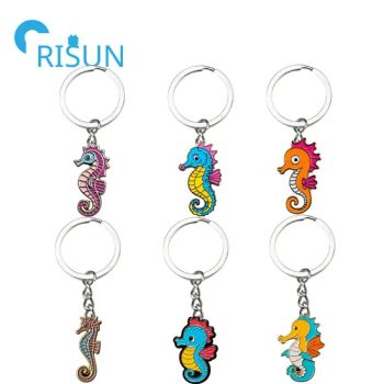 Manufacture Wholesale Custom Cartoon Ocean Mammal Animal Key Chain Keyring Souvenir Metal Enamel Sealife Seahorse Keychain - Shenzhen Risun Trading Co., Ltd. - China