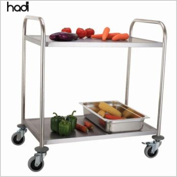 Restaurant Kitchen Equipment List Hospital Food Carts Hotels Catering 2 Tier Stainless Steel Folding Serving Trolley Kitchen Food Service Cart - GUANGZHOU HADI CATERING WARE CO., LTD - China