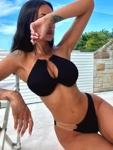 Women's Two Piecesolid Color Sexy Bikini Metal Chain Women's Swimsuit - Hangzhou Sunra Fashion Co., Ltd. - China
