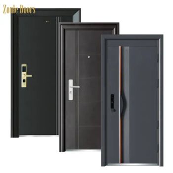 Black Main Security Door External Metal Steel Entry Front Doors - Guangxi Zonle Doors Manufacture Co., Ltd. - China