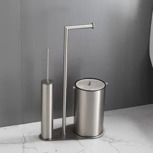 Stainless Steel Freestanding Toilet Paper Holder with Integrated Waste Bin Toilet Brush - Wenzhou Baogeli Sanitary Wares Co., Ltd. - China