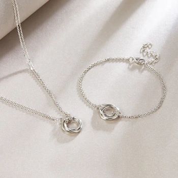 Classic Designer Three Circle Interlock Generation Charm Bracelet Necklace Jewelry Set - Guangzhou Leaye Jewelry Limited - China