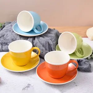 Custom Assorted Colors Hand Made Cup Ceramic Coffee Cup and Saucer Set - Shandong Al Maaly International Trading Co., Ltd. - China