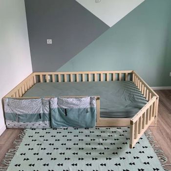 Wooden Kids House Solid Pine Floor Bed with Slats and Fence - NINGBO GENERAL UNION CO.,LTD. - China