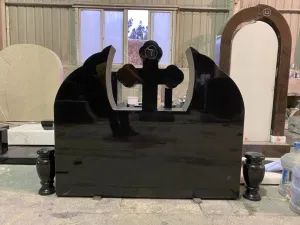 American Headstone Jet Black Cross Monuments Indian Black Memorials Factory Direct - Fujian Huian Haobo Stone Company Limited - China