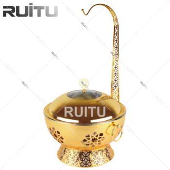 Other Hotel Wedding Decorative Supplies Multi-Capacity Chefing Dish Buffet Fuel Server Food Warmer Classical Gold Brass Hanging Transparent Cover Chafing Dish - Guangzhou Ruitu Co., Ltd. - China