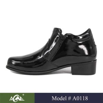 Mens Glossy Black Faux Leather Cuban Heel Zipper Boots - Acme Industrial Co., Ltd - China