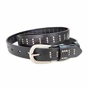 Vintage Vegetable Tanned Genuine Leather Fashion Punk Belt Genuie Metal Rivets Belt - Guangzhou Deconn Leather Industry Limited - China