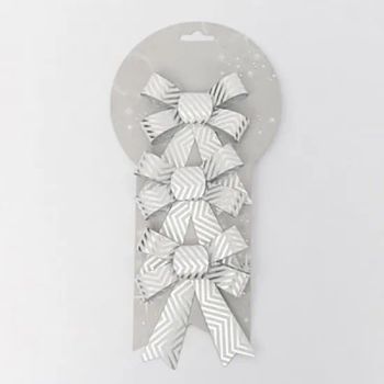 Christmas Bowknot Decoration Craft Silvery Ribbon Bow Christmas Tree Bowknot Handmade Ribbon for Gift Box Wrap and Christmas Decoration - Yiwu Shuangyuan Christmas Artware Co., Ltd. - China