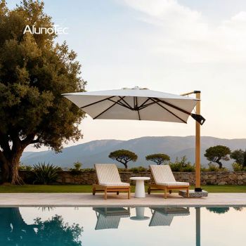 Parasol Cantilever Umbrella 3X4m Wide Coverage Outdoor Umbrella for Restaurant Seating Pool Deck Resort Lounge - GUANGDONG ALUNO INDUSTRY CO., LTD. - China