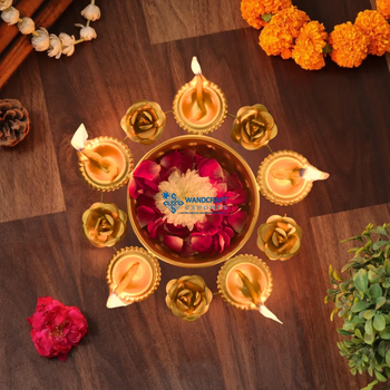 Wandcraft Exports Kamal Diya Urli Bowl Handcrafted for Floating Flowers and T Light Candles - Wandcraft Exports - India
