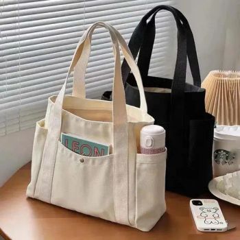 Custom Printing Canvas Tote Bags with Pocket and Zipper Reusable Tote Bags - Xiamen Folover Import &Export Co., Ltd. - China
