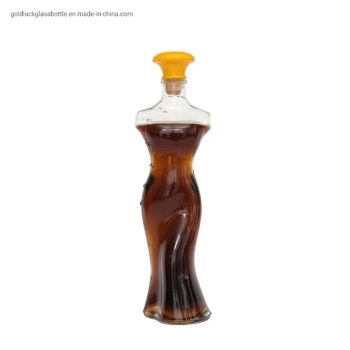Jingna Beauty Body Bottle 300ml 375ml 400ml 600ml Fancy Glass Liquor Spirit Wine Brandy Vodka Whisky Gin Rum Bottle with Corks - SHANDONG JINGNA GLASS CO., LTD. - China