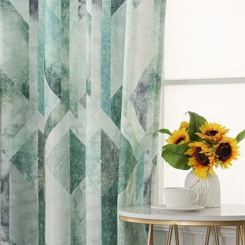 Modern Printed Floral Full Blackout Curtains Luxury Green Grommet Curtains for Living Room - Shaoxing City Xinlan Textile CO., LTD. - China