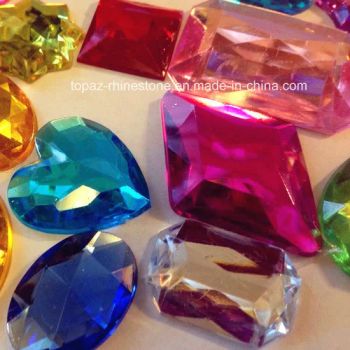 Flat Back Acrylic Diamond Stone Jewelry Beads Crystal Beads Color Blue Shape Heart Certified SGS Style Fashion Plating - Hongkong Topaz Costume Ltd - China