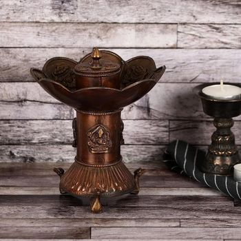 Brass Antique Finish Tibetan Style Incense Stick Holder, For Temple - Traditional Handicraft Gallery - India