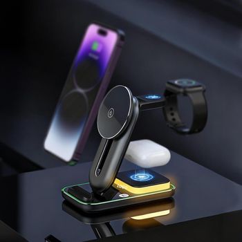 4 in 1 15W Wireless Fast Charging Foldable Stand Magnetic Desktop Wireless Charger Can Charge for Mobile Phone Watch Ear - EcoRoma GmbH - Germany
