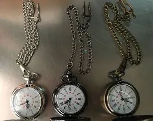 Wholesale Smooth Bright Retro Two Faced Black Key Chain Roman Silver Pocket Watch - Luoyang Bozhun Trade Co., Ltd. - China