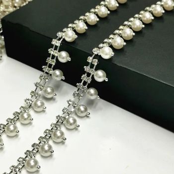 Small Pearl Rhinestone Chain Sandals Clothes Fur Decorative Chain DIY Jewelry Accessories Bags and Other Hand-Sewn Drill Jewelry - Ningbo Roff Industry Co., Ltd - China