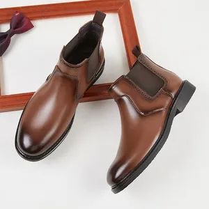 Autumn Winter Men s Business Casual Chelsea Boots Simple British Style Genuine Leather for Martin Boots High Style Smoke Boots Sho - Zhangzhou Xiangcheng Danxing Trading Co., Ltd - China