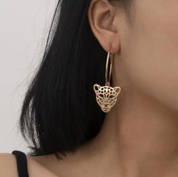 Fashion Jewelry Geometric Alloy Earrings Retro Simple Leopard Head Earrings - Fujian Junqing Trade Co., Ltd. - China