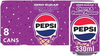 Pepsi Cola Soft Drink Kirsche & Vanille 8 X 330ml Delivery Form Can Flavor Cherry, vanilla Features No Added Sugar - Njang Investments Limited - Kenya