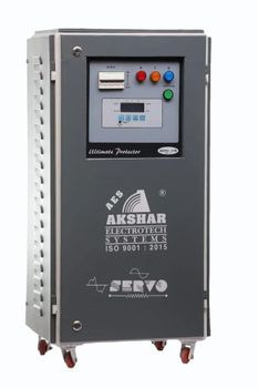 servo stabilizer air cooled three phase Material Copper Input Voltage 270V Operating Frequency 50 Hz Input Load Type - Akshar Electro Tech Systems - India