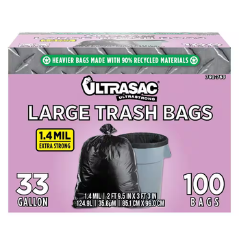 Ultrasac Large 33 Gallon Trash Bags Durable Bin Liners for Household and Industrial Waste - N.G westen holding B.V - Netherlands