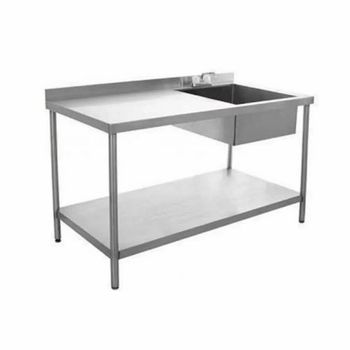 Stainless Steel Sink Table, Number Of Sinks: Single Bowl Height 34 Inches Length 42 Inches Shape Rectangular Color Sleek - Sri Sapthagiri Catering Equipments - India