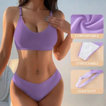 Hot Sale Woman Seamless Underwear Big Cotton Cups Underwire Push up Cup Bikini Plus Size Padded Bra and Brief Sets - JIANGXI EDMOND FASHION CO., LTD. - China