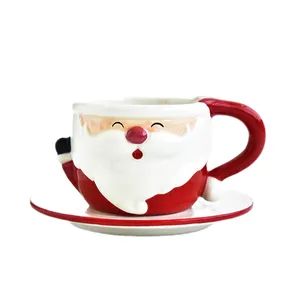 Santa Claus Ceramic Coffee Tea Cups and Saucers Set for Christmas - Dongguan Hengsheng Industry and Trade Co., Ltd. - China