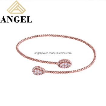 Fashion Classic Design S925 Sterling Silver Rose Gold Plated CZ Chain Bangle - Guangzhou Angel jewellery co.,ltd - China
