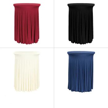 Wholesale Round Table Skirts Stretch Spandex Ruffle Table Cover Standing Table Skirt for Wedding Party Banquet Decor Tablecloth Picnic Outside Polyester - LoYoFa International Trading Co., Ltd. - China