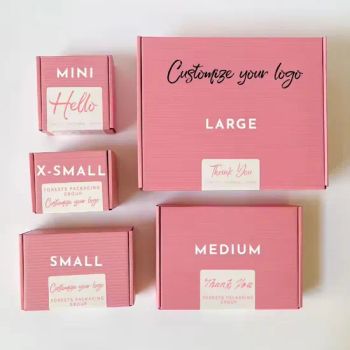 Custom Printed Logo Pink Corrugated Paper Boxes Cosmetic & Wig Packaging Mailing & Shipping Gift Boxes - Xiamen Xinlihong Paper Co., Ltd. - China