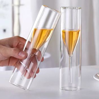 Double Wall Drinking Glass Cup Champagne Glasses Flutes for Party Bar Wedding - Hebei Xingchen Glass Technology Co., Ltd. - China