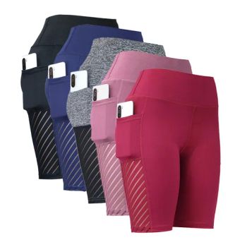 High Waist Women Workout Cycling Running Tights Yoga Shorts Pocket Sports Legging Gym Shorts - Putian Deyang Trading Co., Ltd. - China