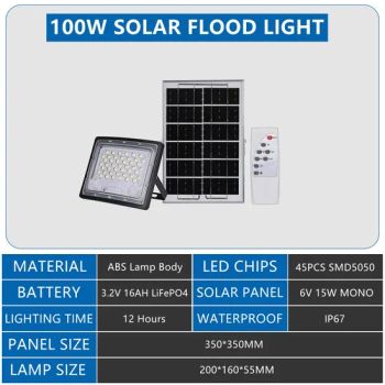 Curved Solar Flood Light 100W LED Floodlight Parking Lot Lights Dusk to Dawn IP67 Waterproof Security Commercial Lighting for Yard, Garden, Swimming Pool, Path - Kasun Solar Technology Co., Ltd. - China