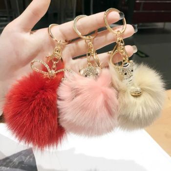 Creative Cute Mobile Decorative Handbag Fur Ball Pompom Fur Metal Keychain - Guangzhou Incfon Garment Accessory Co., Ltd. - China