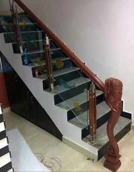 Bar Wooden Staircase Railings, For Home Color Brown Thickness 10mm Material Wooden Design Type Bar Position Stairs Usage/Application - Kaveri Steel - India