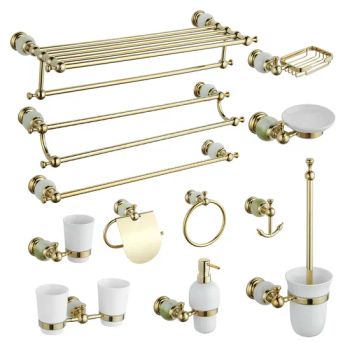 Luxury Bathroom Design Wall Mounted Gold Brass Bathroom Hardware Set - Wenzhou Baogeli Sanitary Wares Co., Ltd. - China