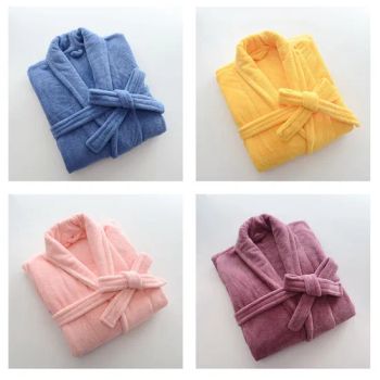 Adult Soft Coral Fleece Bathrobes Men V-Neck Quick Dry Solid Gown Women Clothing Sleepwear Bathrobes - Samyong (China) Co., Ltd. - China