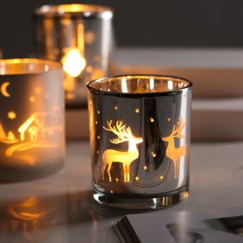 Shot Glass with Christmas Decoration for Votive Candle Ideal Size Small MOQ 1000PCS Origin China HS Code 701090 Shape - Ningbo U-Per Consumer Goods Co., Ltd. - China