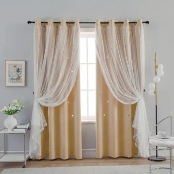 Xinlan Ombre Curtains for Bedroom, Wholesale Blackout Curtains Double Layer Star Hollow-out Curtains for Kids - Shaoxing City Xinlan Textile CO., LTD. - China