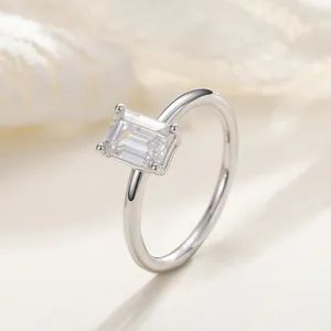 D Color Vvs Moissanite Rings Anniversary Jewelry Gift Womens 925 Sterling Silver Princess Square Moissanite Diamond Ring - Dianzi Jewelry Manufacture Co., Ltd - China