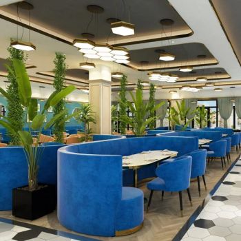 Commercial Light Luxury Blue Leather Sofa Set U Shape Restaurant Booth Seating - Zhongshan Uptop Furnishings Co., Ltd. - China