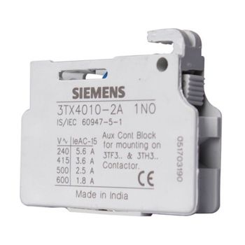 Plastic Siemens Auxiliary Contact Block 3TX4010-2A Color White Brand Siemens Durability High Contact Type 1no Performance - Ashutosh Enterprises - India